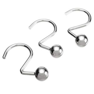 BED BATH & BEYOND CHROME BALL SHOWER CURTAIN HOOKS‎ SET OF 12